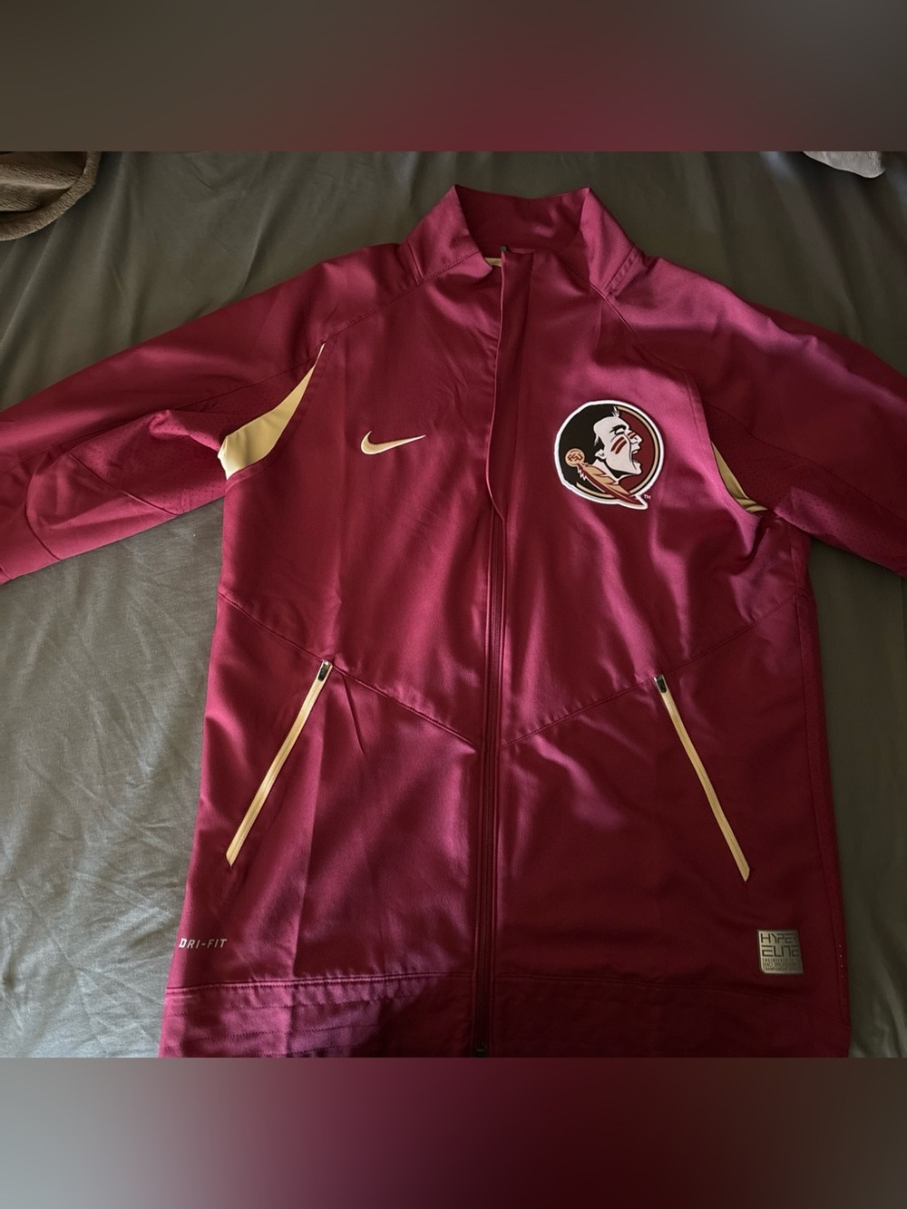 Nike Hyper Elite Dri Fit FSU Seminoles Full Zip Vented SZ Large Coaches Jacket